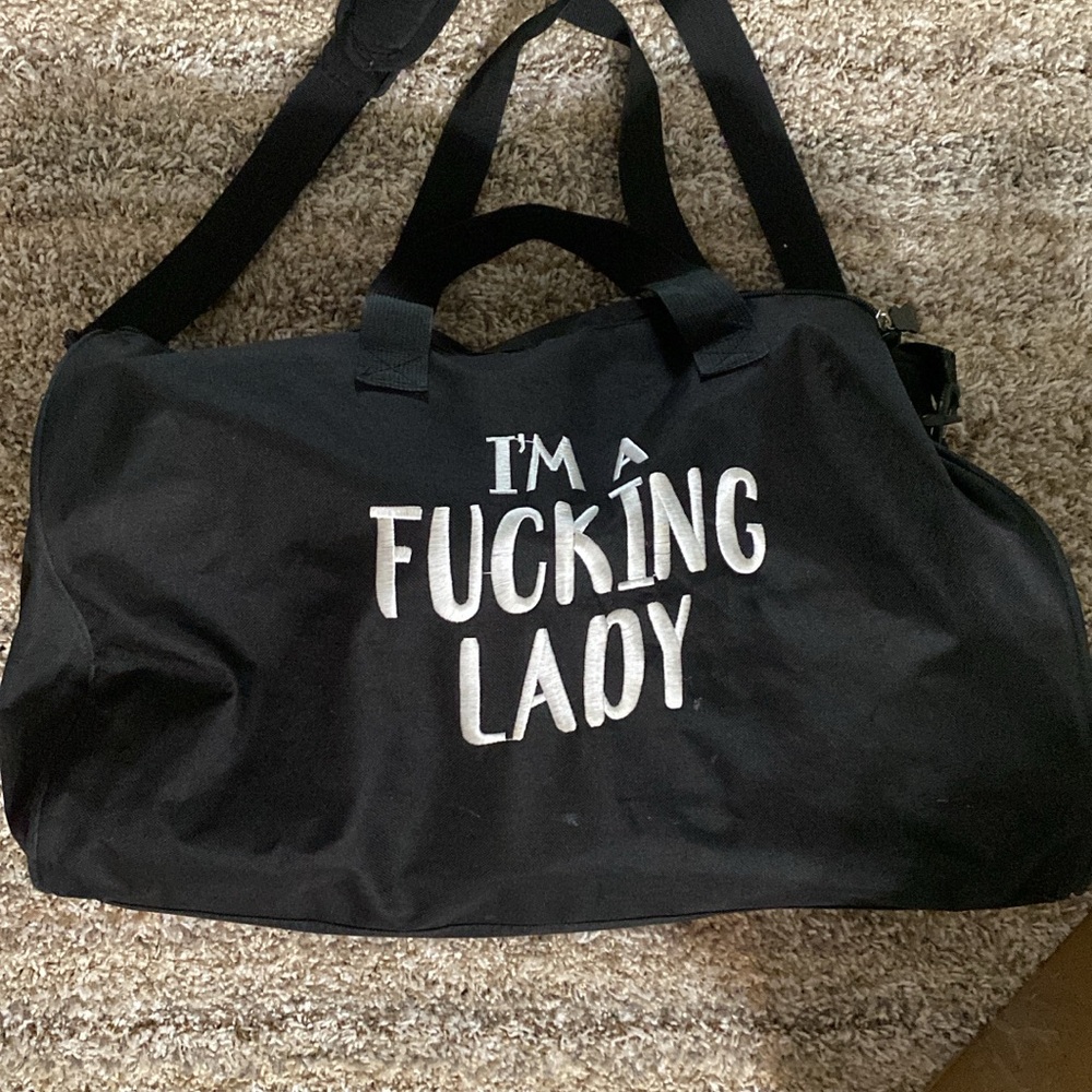 Black Tote Bag with Bold Statement